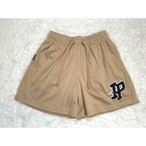 Inaka Power Mesh Patch Basic Shorts Athletic Tan Embroidered size Large‎